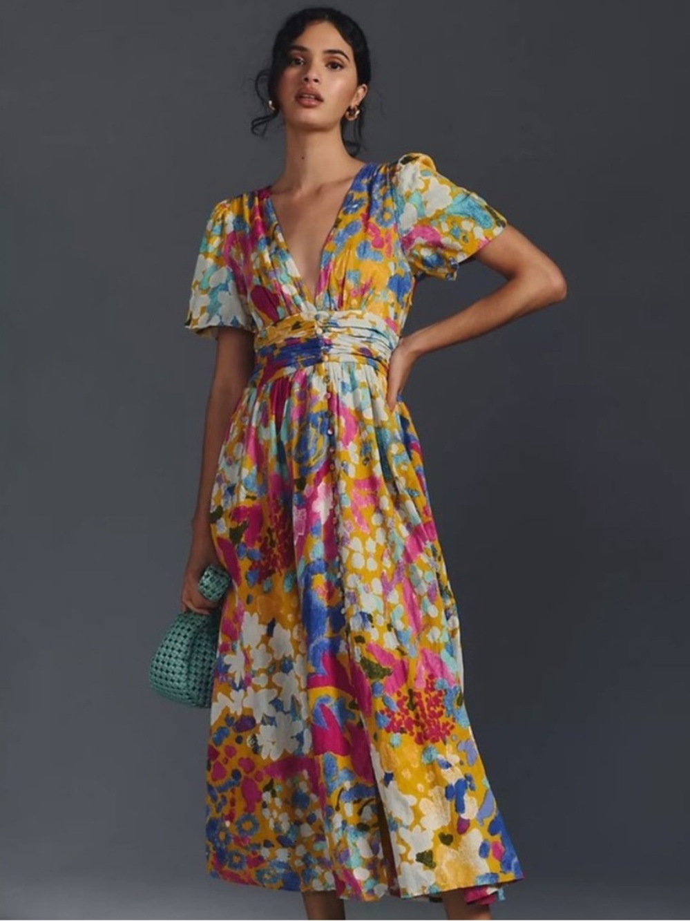 Anthropologie The Katerina Button-Front Dress
